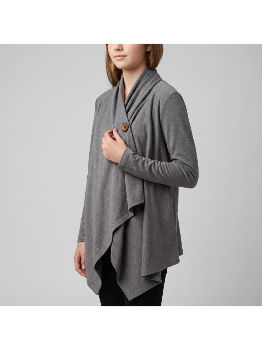Harper Canyon Girl's Asymmetrical Wrap Gray Cardigan Sweater in size XL (14-16)